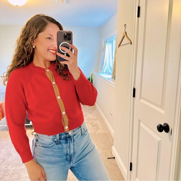 THE GREAT. Sweaters - THE GREAT. Pink Tan Cotton Tiny Cardigan Sweater 1 Small